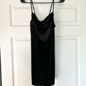 TOPSHOP Black Velvet Cowl Neck Dress
